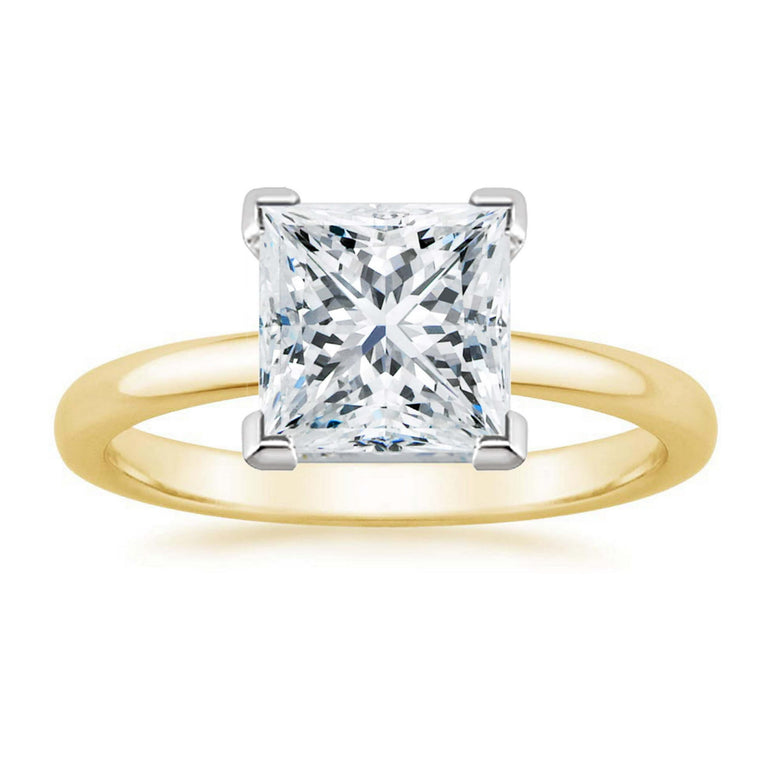18K Yellow Gold 3Ct White Sapphire Princess Engagement Wedding Ring Sizes 5-10 Women Plated by Paris Jewelry
