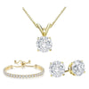 Paris Jewelry 18K Yellow Gold Created White Sapphire Round Necklace, Earrings & Tennis Bracelet Set Women plated