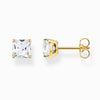 Paris Jewelry 18k Yellow Gold White Sapphire 3 Ct Square Stud Earrings Jewelry Gift for Women Princess plated