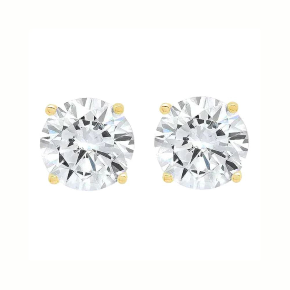 Paris Jewelry 18K Yellow Gold 1/2 Carat Round Moissanite Stud Earrings