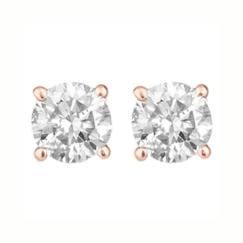 Paris Jewelry 14K Rose Solid Gold Created White Diamond 1/4Ct, 1/2Ct, 1Ct, 2Ct, 3Ct Round and Princess Stud Earrings 2 Pairs for Men