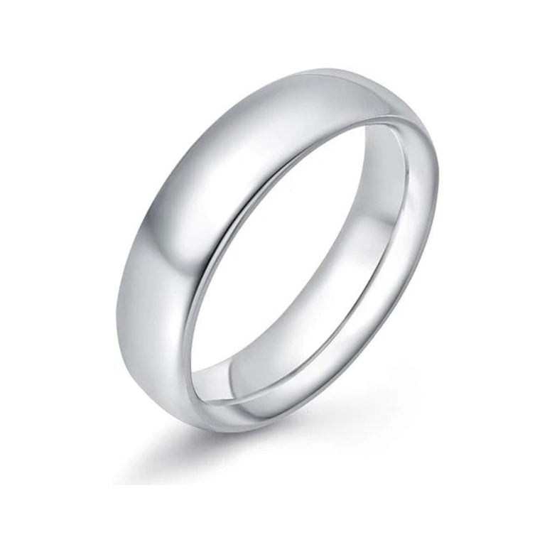 Paris Jewelry 24K White Gold High Polish Classic Wedding Ring 6mm Women And Men Plated Size - 6