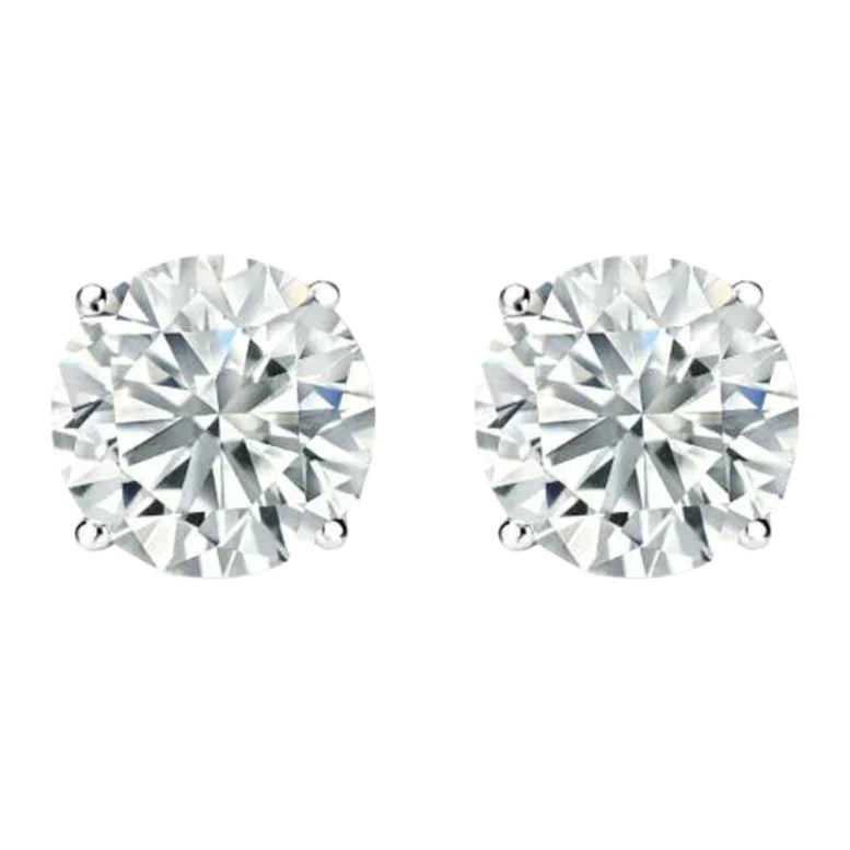 14k White And Yellow Gold 1/4 Carat Solitaire Created Diamond 2 Pair Round Stud Earrings