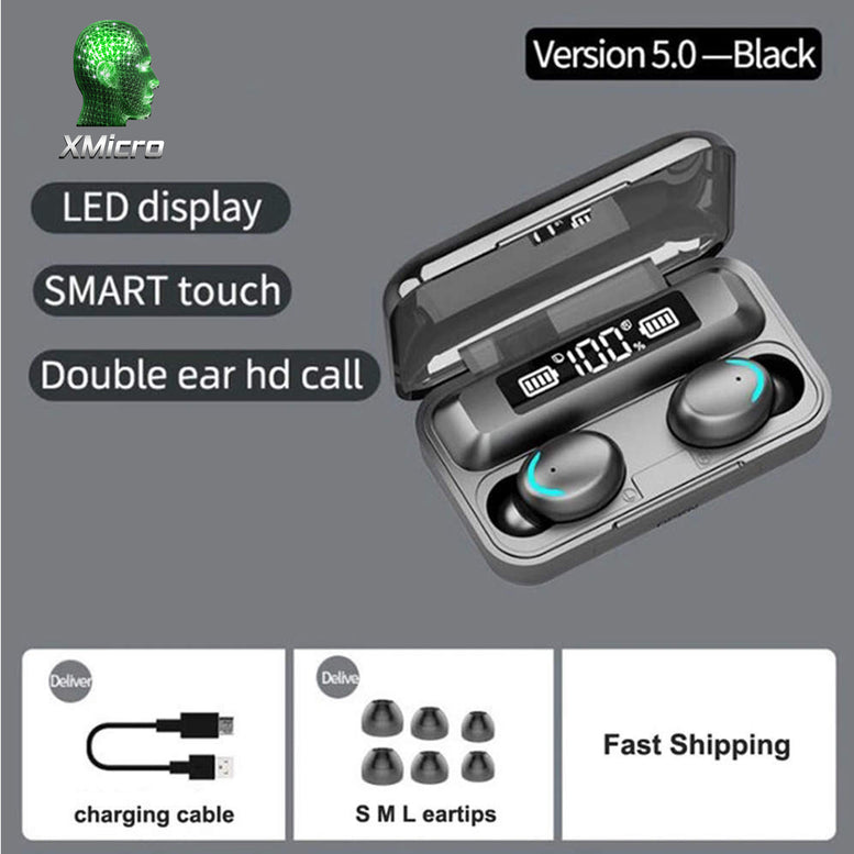 XMicro Bluetooth 5.3 Earbuds 140H Playtime Headphones HD Stereo Noise Cancelling Earphones in Ear with Mic, USB-C Charging Case