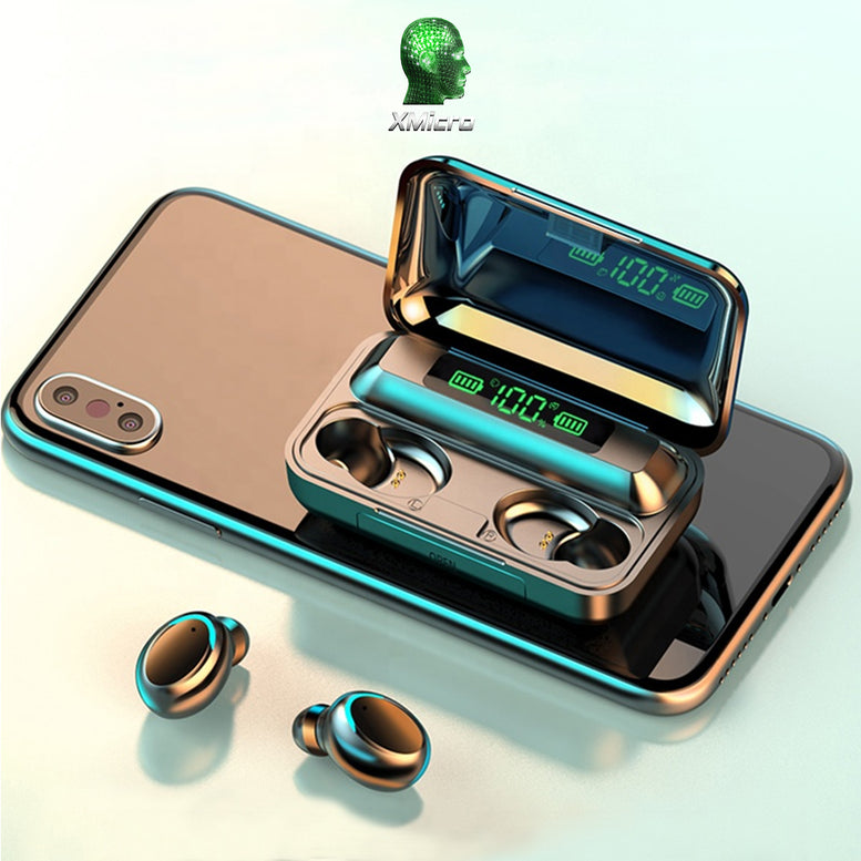 XMicro Bluetooth 5.3 Earbuds 140H Playtime Headphones HD Stereo Noise Cancelling Earphones in Ear with Mic, USB-C Charging Case