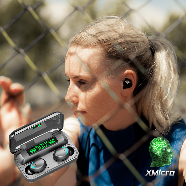 XMicro Bluetooth 5.3 Earbuds 140H Playtime Headphones HD Stereo Noise Cancelling Earphones in Ear with Mic, USB-C Charging Case