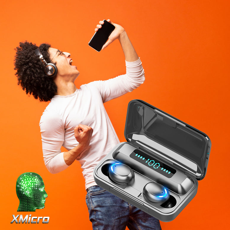 XMicro Bluetooth 5.3 Earbuds 140H Playtime Headphones HD Stereo Noise Cancelling Earphones in Ear with Mic, USB-C Charging Case