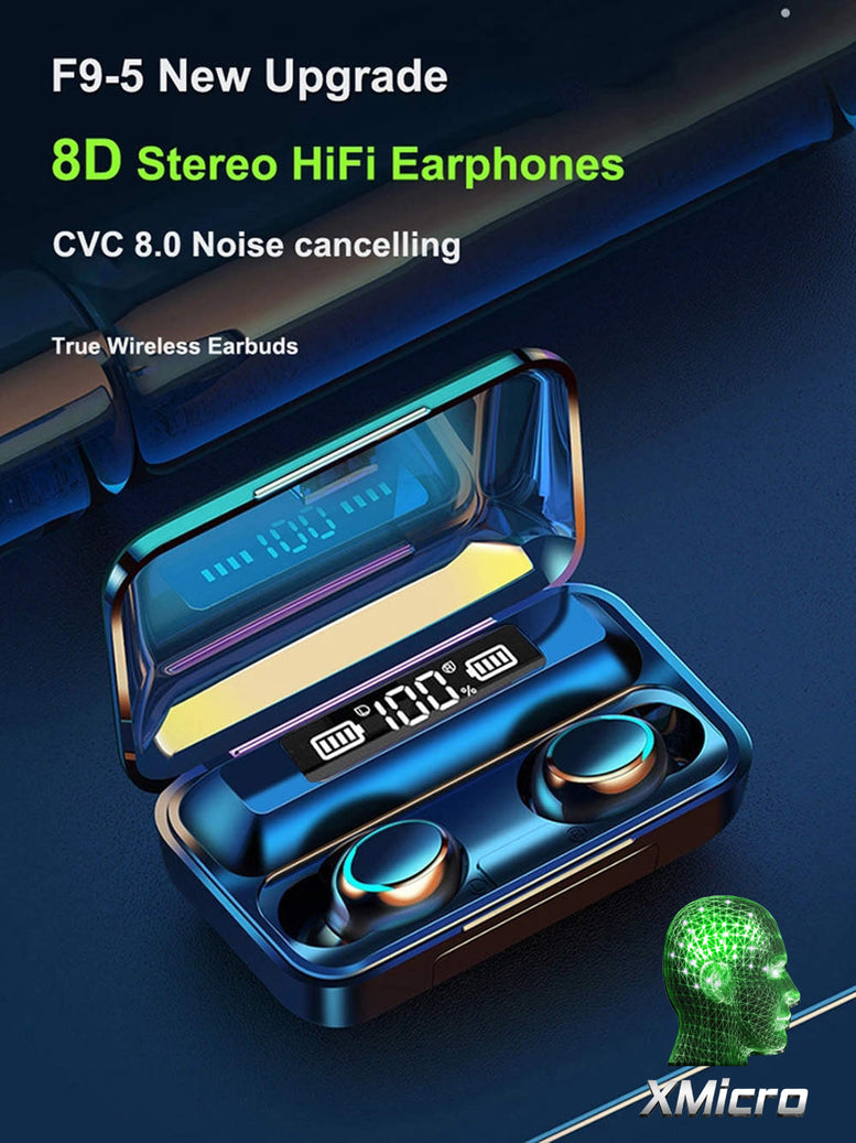 XMicro Bluetooth 5.3 Earbuds 140H Playtime Headphones HD Stereo Noise Cancelling Earphones in Ear with Mic, USB-C Charging Case