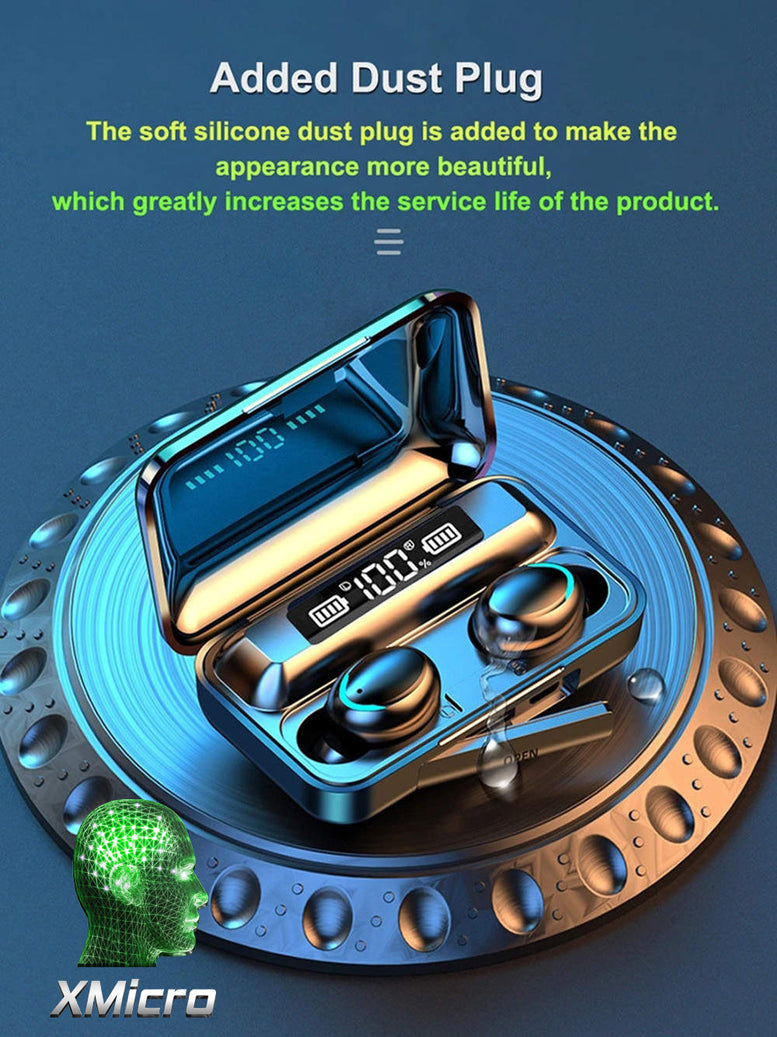 XMicro Bluetooth 5.3 Earbuds 140H Playtime Headphones HD Stereo Noise Cancelling Earphones in Ear with Mic, USB-C Charging Case