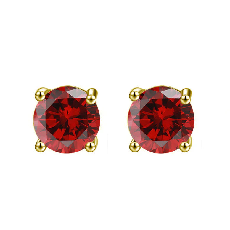 Paris Jewelry 18K Yellow Gold 1 Carat Created Round Sapphire Birthstone Stud Earrings All Colors Plated