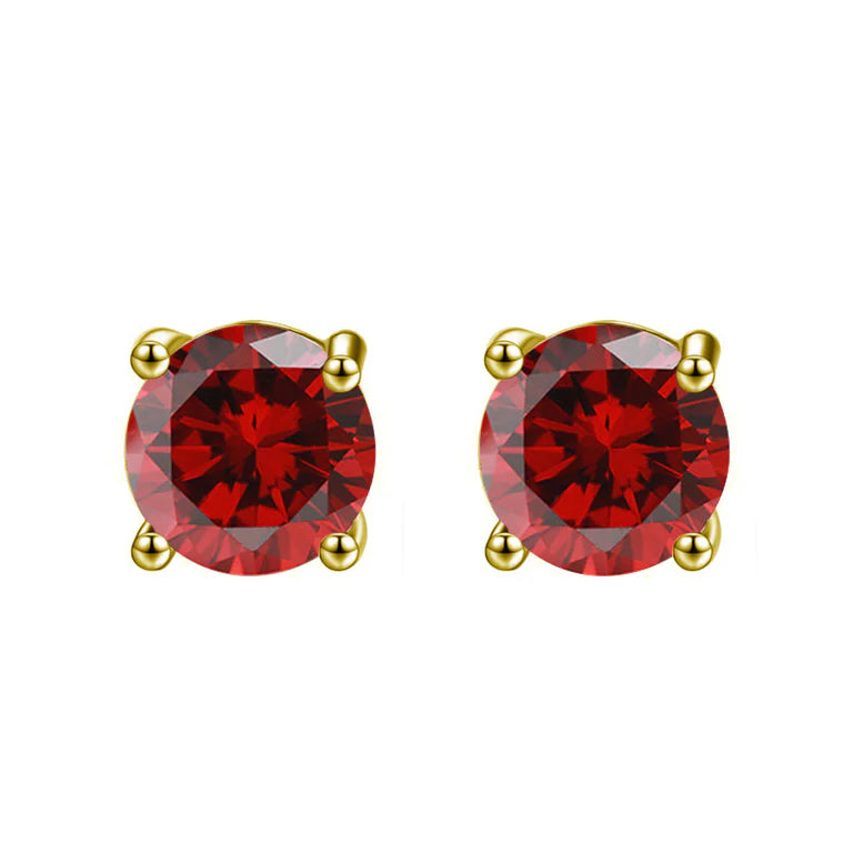 Paris Jewelry 18K Yellow Gold 1 Carat Created Round Sapphire Birthstone Stud Earrings All Colors Plated