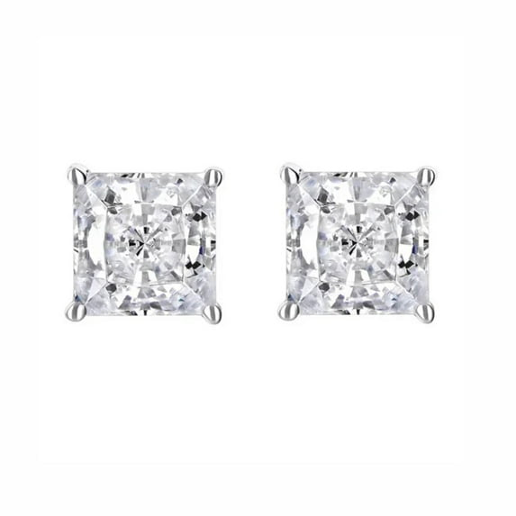 Paris Jewelry 14k White Solid Gold White Diamond 1/4, 1/2, 1, 2, 3ct Round Princess Earrings 2 Pair