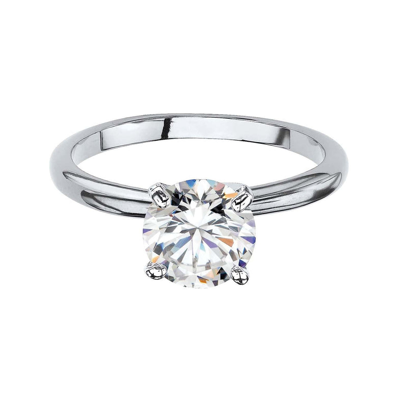 Paris Jewelry 18K White Gold 4ct Created White Sapphire Round Engagement Wedding Ring Plated Sizes 5-10