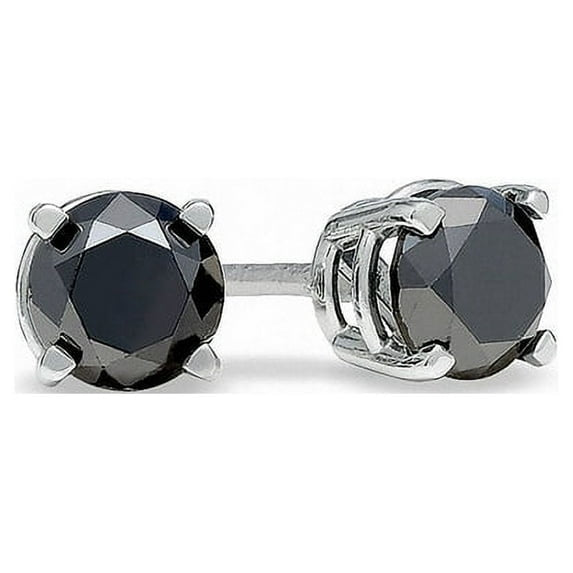10k White Gold 1 Carat Black Diamond Stud Earrings Plated by Paris Jewelry