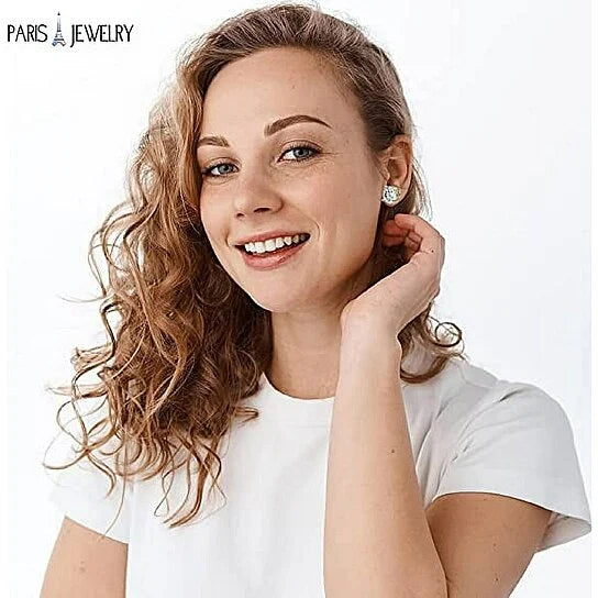 Paris Jewelry 18k Yellow Gold White Sapphire 4 Carat Round Stud Earrings Gift