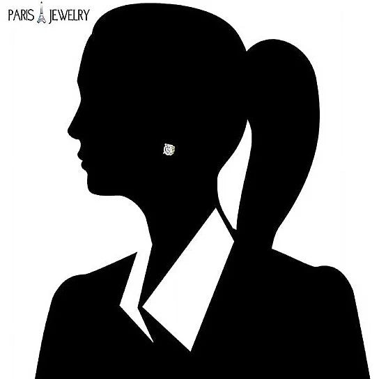 Paris Jewelry 18k Yellow Gold White Sapphire 4 Carat Round Stud Earrings Gift