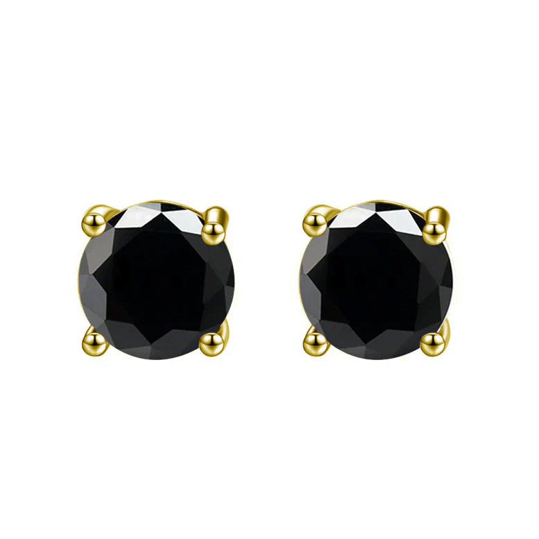 Paris Jewelry 18K Yellow Gold 1 Carat Created Round Sapphire Birthstone Stud Earrings All Colors Plated