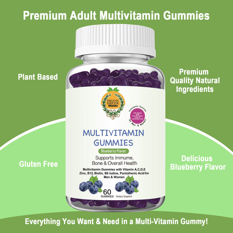 Organic Greek : Premium Natural Plant Base Multivitamin Gummies Whole Food Supplement