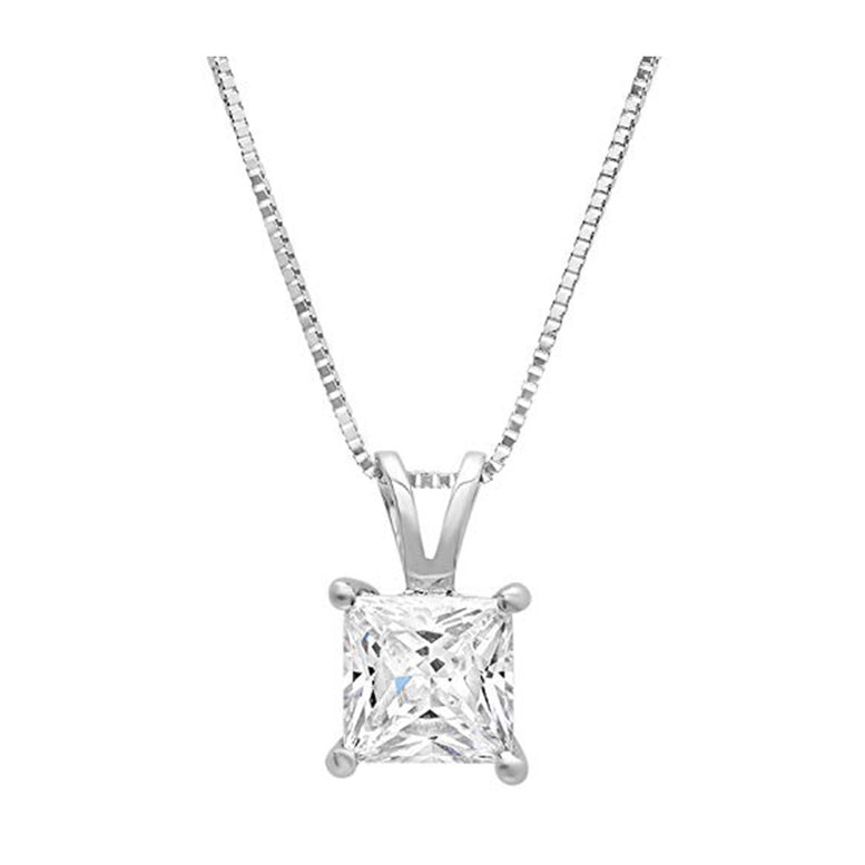Paris Jewelry 18k White Gold 4 Cttw Princess Created Diamond 18 Inch Necklace Plated