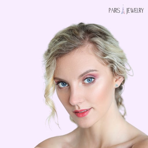 Paris Jewelry 14K White Solid Gold Created White Diamond Round 1/4Ct, 1/2Ct, 1Ct, 2Ct, 3Ct Stud Earrings - D/VVS1