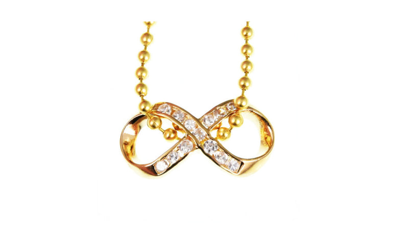 14K Yellow Gold Over Sterling Silver 3Ct White Cz Infinity Necklace Gold Plated