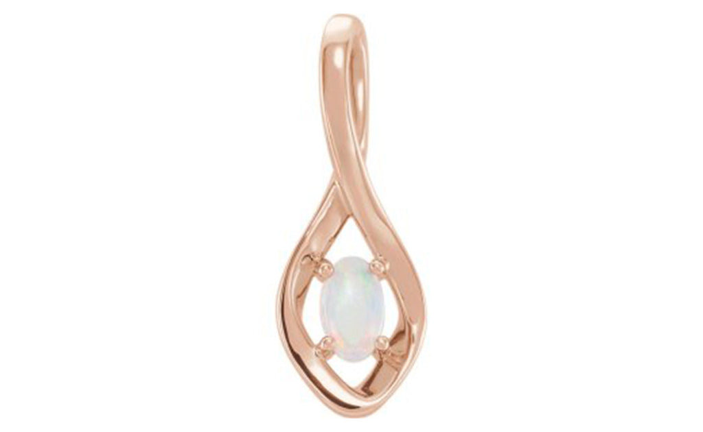 14K Rose Opal Freeform Pendant Gold Plated