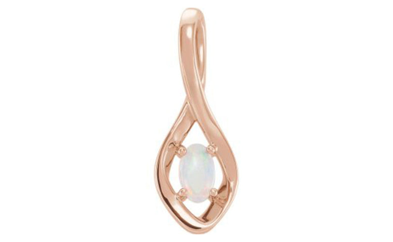 14K Rose Opal Freeform Pendant Gold Plated