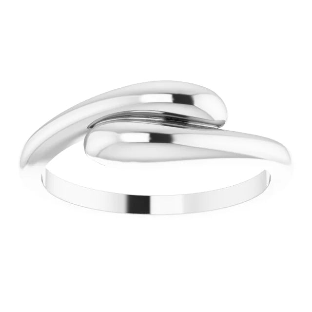 14K White Gold Domed Bypass Ring