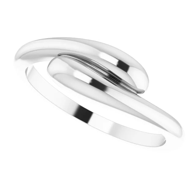 14K White Gold Domed Bypass Ring
