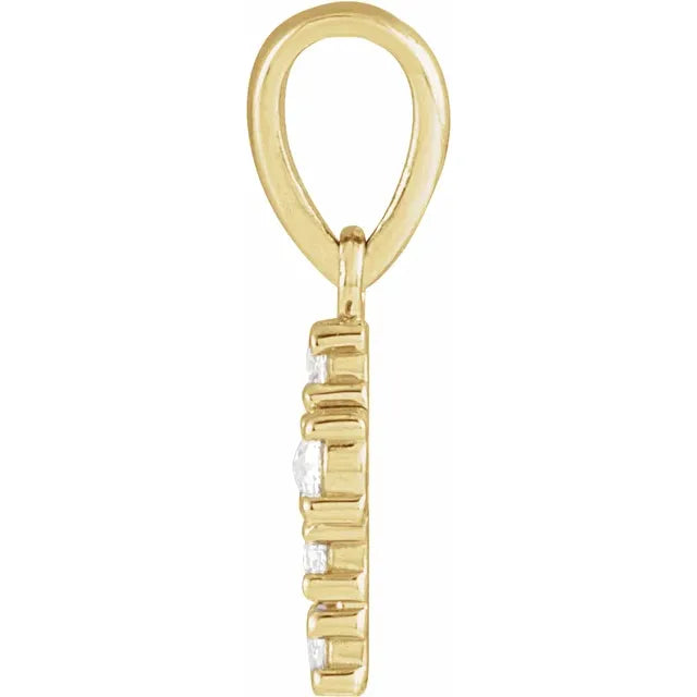 14K Yellow Gold 1/8 CTW Rose-Cut Natural Diamond Cross Pendant