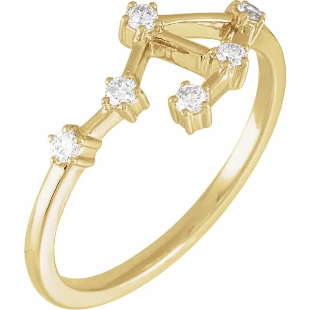 14K Yellow Gold 1/6 CTW Natural Diamond Libra Constellation Ring
