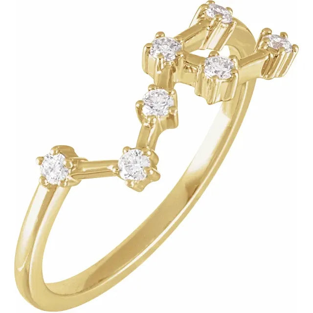14K Yellow Gold 1/5 CTW Natural Diamond Leo Constellation Ring