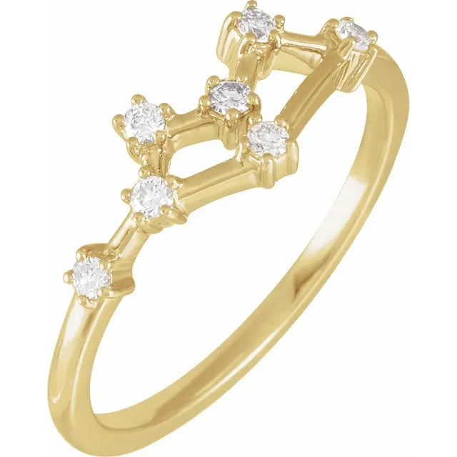 14K Yellow Gold 1/6 CTW Natural Diamond Gemini Constellation Ring