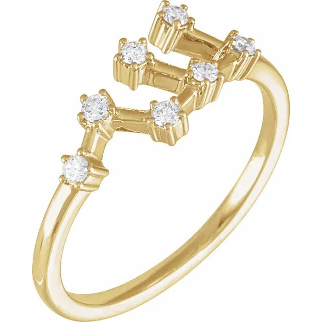 14K Yellow Gold 1/6 CTW Natural Diamond Virgo Constellation Ring