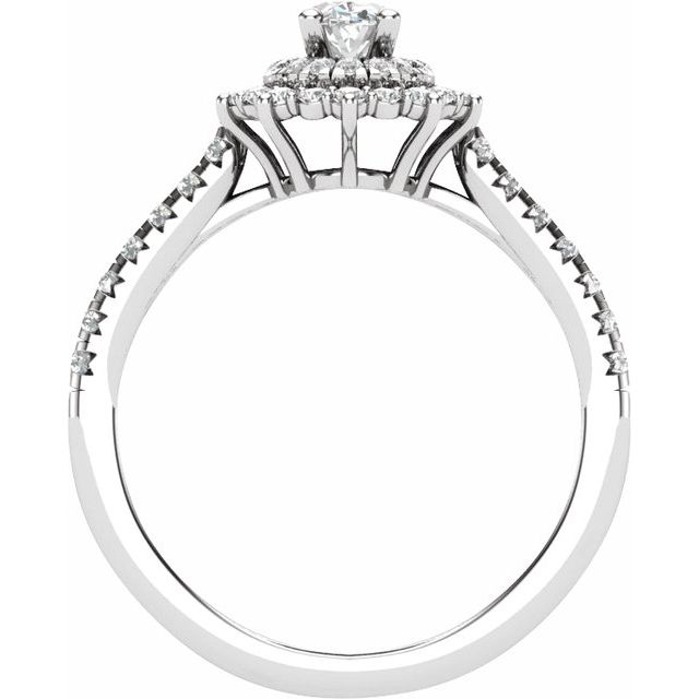 14K White Gold Oval 1/2 CTW Natural Diamond Semi-Set Engagement Ring