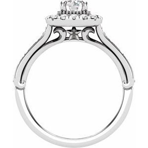 14K White Gold Round 5/8 CTW Natural Diamond Semi-Set Engagement Ring