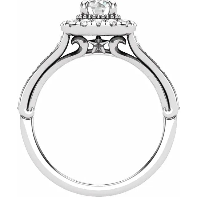 14K White Gold 5.2 mm Round 1/2 CTW Natural Diamond Semi-Set Engagement Ring