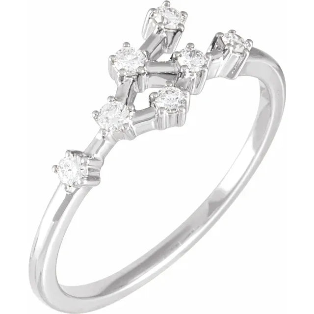 14K White Gold 1/5 CTW Natural Diamond Cancer Constellation Ring