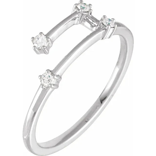 14K White Gold 1/10 CTW Natural Diamond Aries Constellation Ring