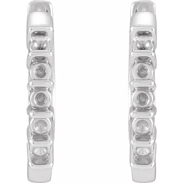 14K White Gold Round 5-Stone Family Hoop Earring Mounting
