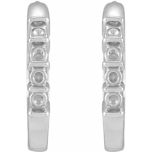 14K White Gold Round 4-Stone Family Hoop Earring Mounting