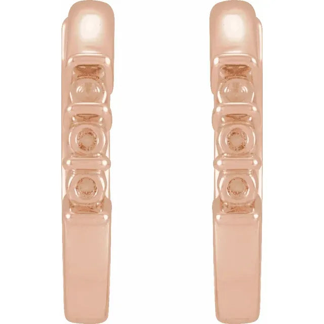 14K Rose Gold Round 3-Stone Family Hoop Earring Mounting
