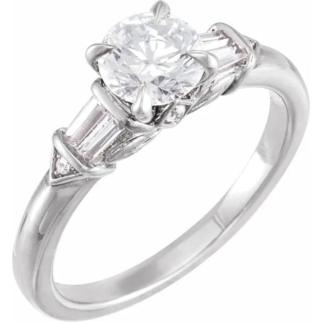 14K White Gold 6.5 mm Round 1/3 CTW Natural Diamond Semi-Set Engagement Ring