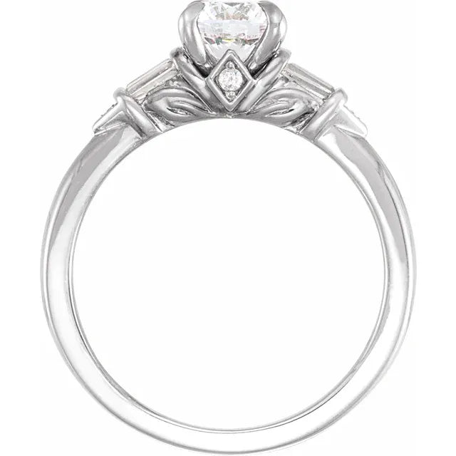 14K White Gold 6.5 mm Round 1/3 CTW Natural Diamond Semi-Set Engagement Ring