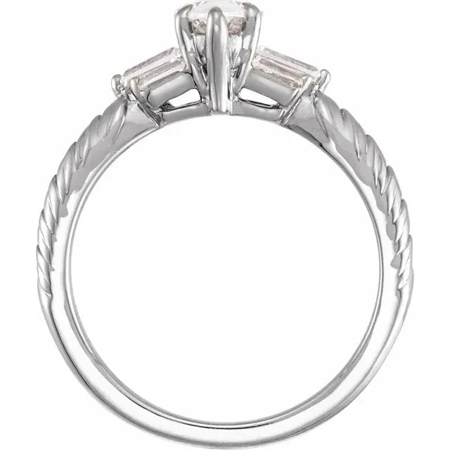 14K White Gold 8x5.5 mm Pear 1/4 CTW Natural Diamond Semi-Set Engagement Ring