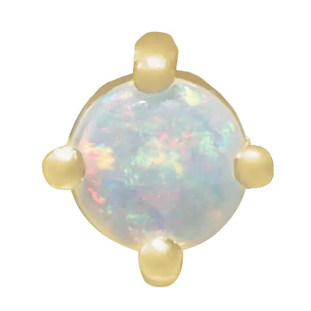 14K Yellow Gold White Opal Cabochon Pendant
