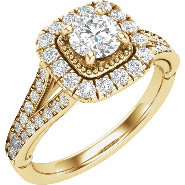 14K Yellow Gold Round 5/8 CTW Natural Diamond Semi-Set Engagement Ring