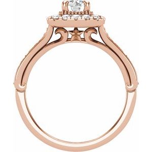 14K Rose Gold Round 5/8 CTW Natural Diamond Semi-Set Engagement Ring
