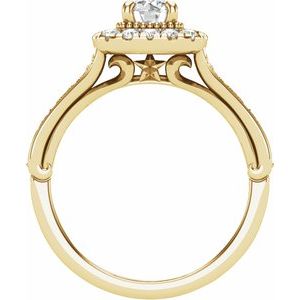 14K Yellow Gold Round 5/8 CTW Natural Diamond Semi-Set Engagement Ring