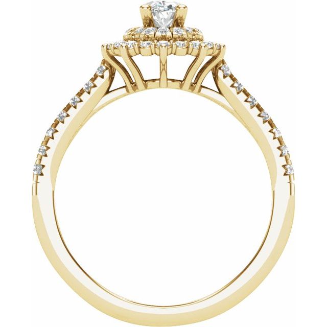 14K Yellow Gold Oval 1/2 CTW Natural Diamond Semi-Set Engagement Ring